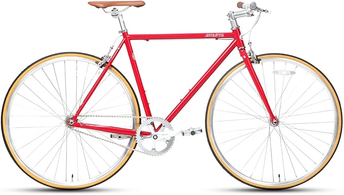 AVASTA Urban Commuter Single-Speed Fixed Gear Bike, Red