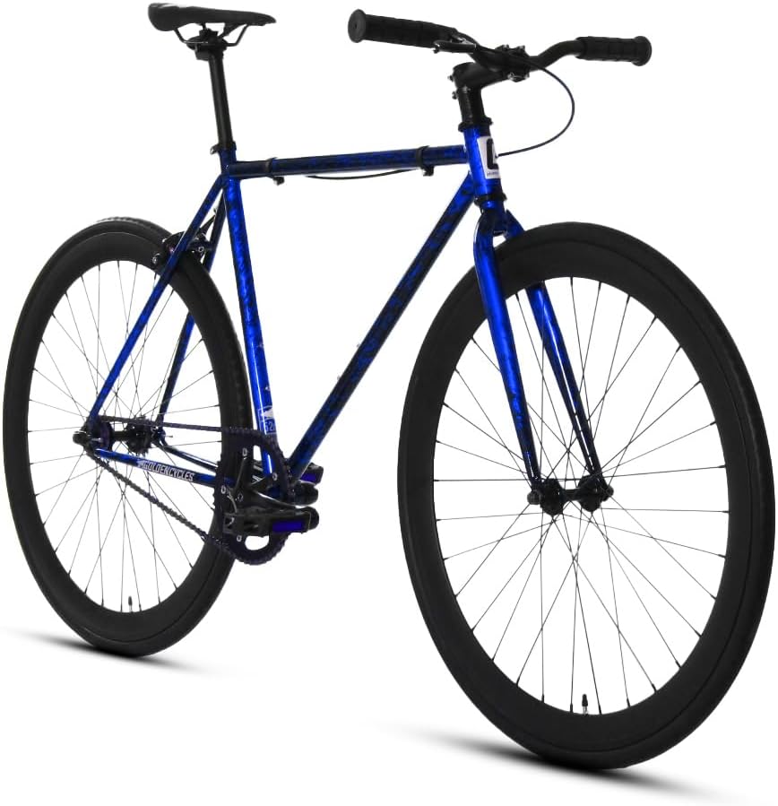 Golden Cycles Urban Commuter Single Speed Fixed Gear Bike, Blue Savage