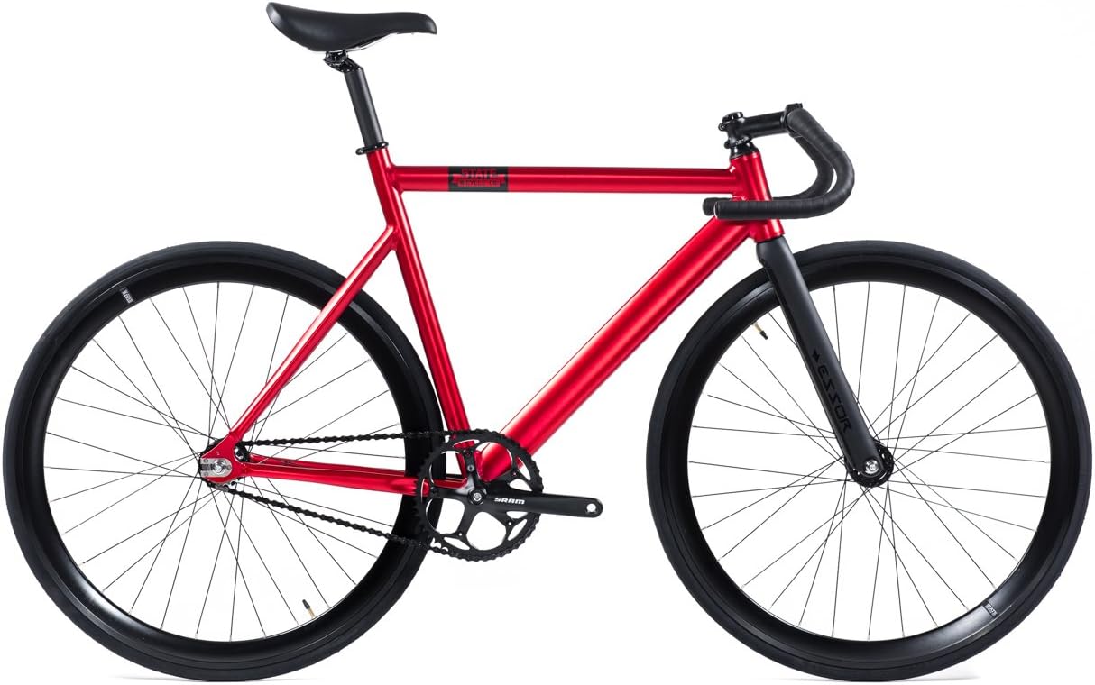 State Bicycle Co. 6061 Black Label Aluminum Single Speed Fixed Gear Bike, Red